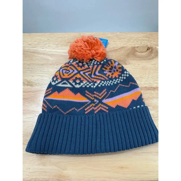 Columbia‎ Unisex Palmer Peak Pom Lined Beanie - Blue & Orange Outdoor Winter Hat - Picture 1 of 4